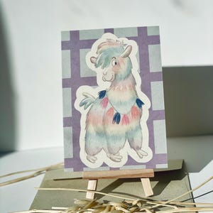 Color-Lama Grußkarte – Handgezeichnetes Alpaka Design für Geburtstagsgrüße, Freunde & Lama-Liebhaber, Bunte Postkarte nachhaltig