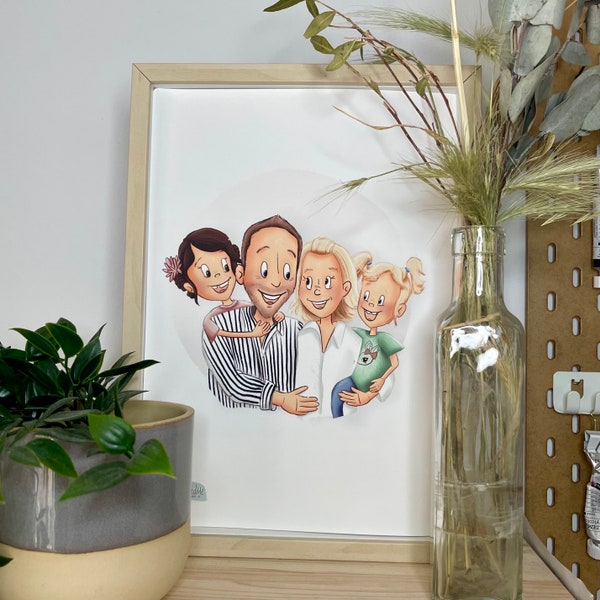 Individuelles Familienportrait (handgezeichnet) / personalisiertes Portrait / Familienillustration / Gruppenportrait / digitale Illustration