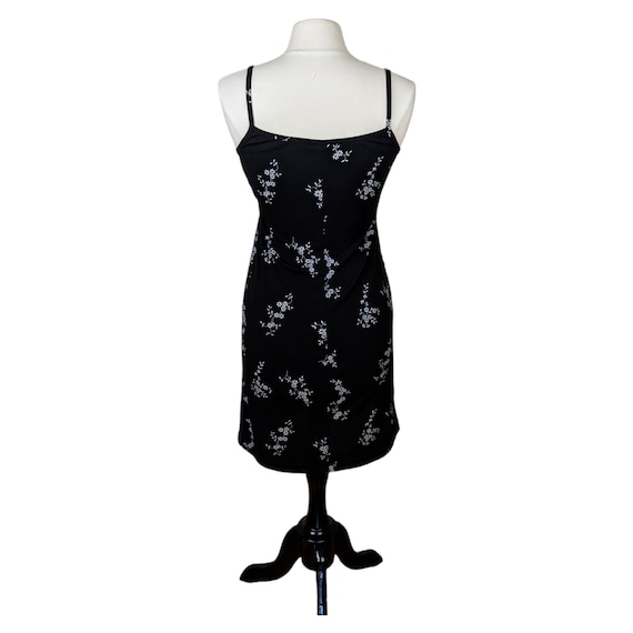 Vintage 1990s Black White Floral Slip Dress Spagh… - image 2