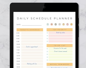 10 hour Daily Planner, EDITABLE Template, Hourly planner, To Do List Printable, Daily Schedule, Work Day Planner, ADHD Tracker