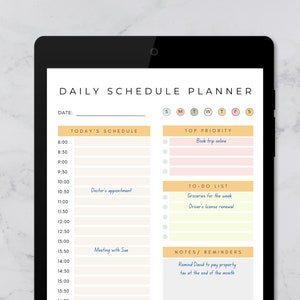 10 hour Daily Planner, EDITABLE Template, Hourly planner, To Do List Printable, Daily Schedule, Work Day Planner, ADHD Tracker