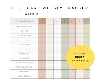 Editable Self Care Checklist, Self-Care Planner, Selfcare Journal Tracker, Wellness Planner Printable, Daily Wellbeing, Mindfulness Health