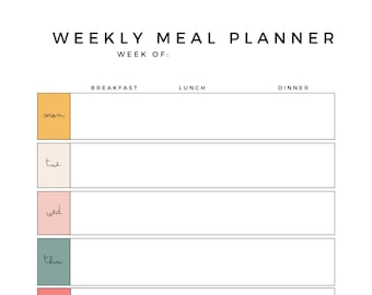 Weekly Meal Planner Printable, Meal Prep, Menu Planner, A4 & Letter, Digital Download PDF