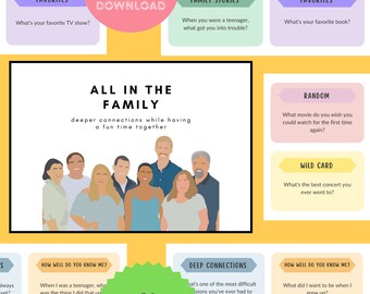Fun Family Conversation Starter, Printable Family Game, Deeper Connections, holiday Game Night, Group Games, Family Activity Printable