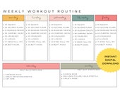Editable Weekly Workout Routine, 7 Days Fitness Planner, Exercise Planner, A4/Letter, Instant Download PDF, Printable