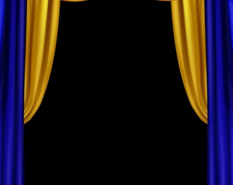 Stage With Yellow and Blue Curtains Theatre Background Digital - Etsy