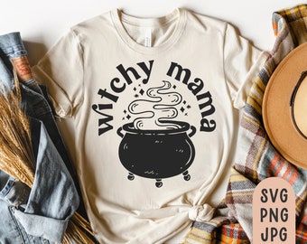 Witchy Mama Svg, Witch Shirt Svg, Cauldron Svg, Witchy Mom Svg, Crystals Svg, Witchy Vibes Svg, Spooky Svg, Sublimation PNG, Cutting File