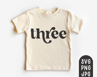 Three Svg, Third Birthday Shirt Svg, 3rd Birthday Shirt Svg, Mädchen Geburtstagsshirt Svg, Jungen Geburtstagsshirt Svg, Kleinkind Geburtstagsshirt, PNG