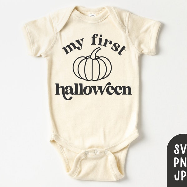 My First Halloween Svg, Halloween Baby Onesie Svg, Fall Onesie Svg, Autumn Onesie Svg, Pumpkin Onesie Svg, Cutting File, Sublimation PNG