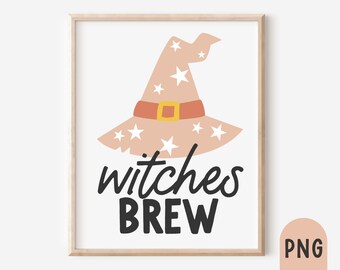 Witches Brew Png, Pink Witch Hat Png, Boho Halloween Png, Halloween Mug Png, Funny Halloween Png, Libbey Can Glass Halloween, Sublimation