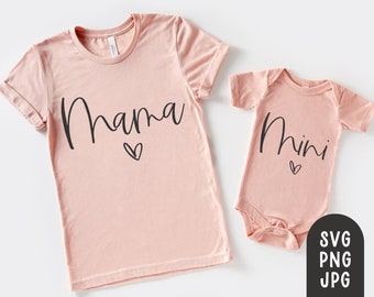 Mamá y Mini SVG, Mommy and Me Matching Shirt Svg, Mom Shirt Svg, Toddler Shirt Svg, Mother's Day Svg, Baby Onesie Svg, Cricut Cut Files