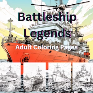 50 Battleship Legends Coloring Pages in a single pdf format. Ready to upload to KDP. Tried and Tested on KDP Battleship KDP Interiors.