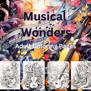50 Musical Wonders Coloring Pages in a single pdf format. Ready to upload to KDP. Tried and Tested on KDP Musical KDP Interiors.