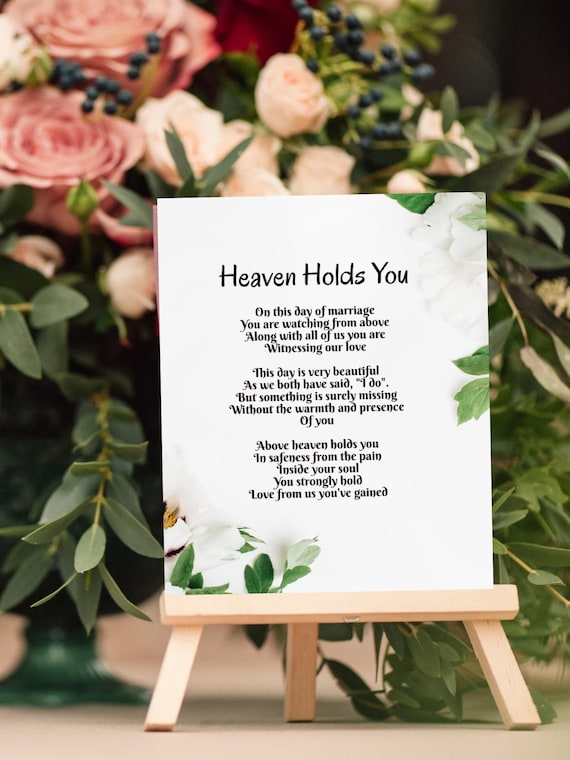 In Memory of Your Loved One on Your Wedding Day Memorial Poem Etsy