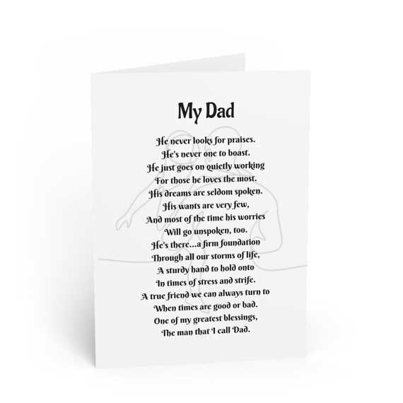 Dad Daddy Son Daughter Grandad Fathers Day Birthday Word Poem Personalised Gift 