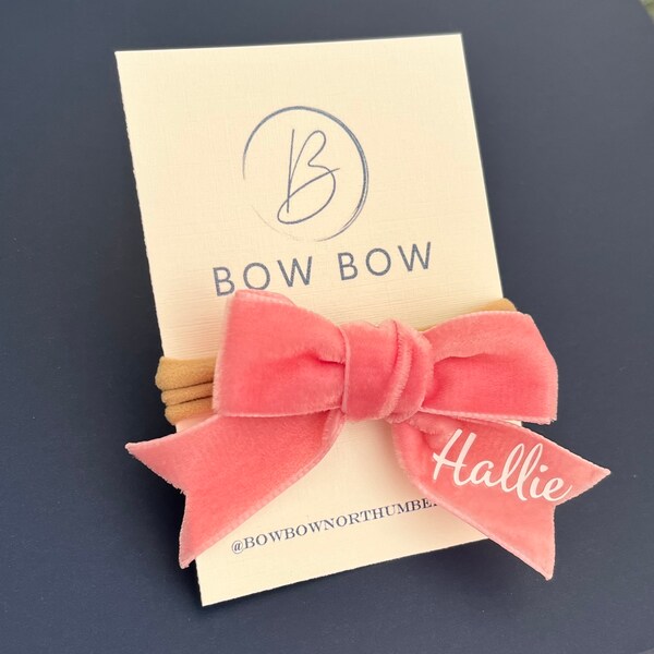 Personalised Baby & Toddler Velvet Bow Headband