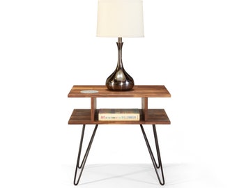 Zuma side table, modern walnut, natural finish, solid wood