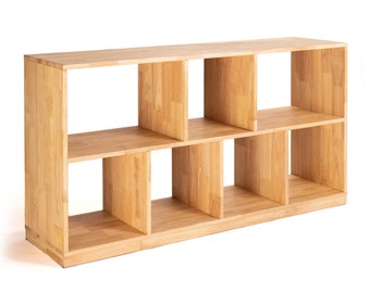 Para Low Bookcase, Sofa Console, Solid Wood, Open Shelving