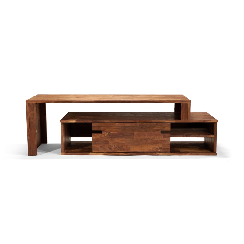 Zuma walnut tv console front view