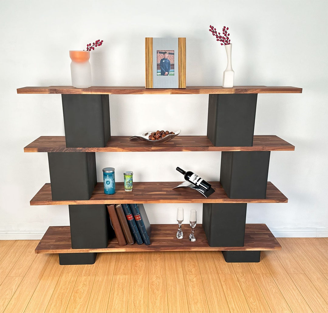 Cruz Large Shelving Unit, Moder Bookcase, Solid Walnut, Custom Sizing ...