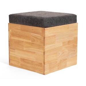 Storage ottoman, cube stool, large storage stool, cushion top, storage bench