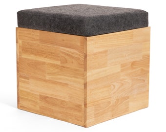 Storage ottoman, cube stool, large storage stool, cushion top, storage bench