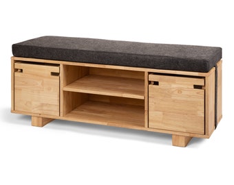 Para Storage bench with cushion,  solid wood, adjustable, light wood