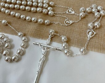 Wedding Lasso Rosary with Cross , Ivory Pearl Chain Wedding Lasso by Lucky Collections ™