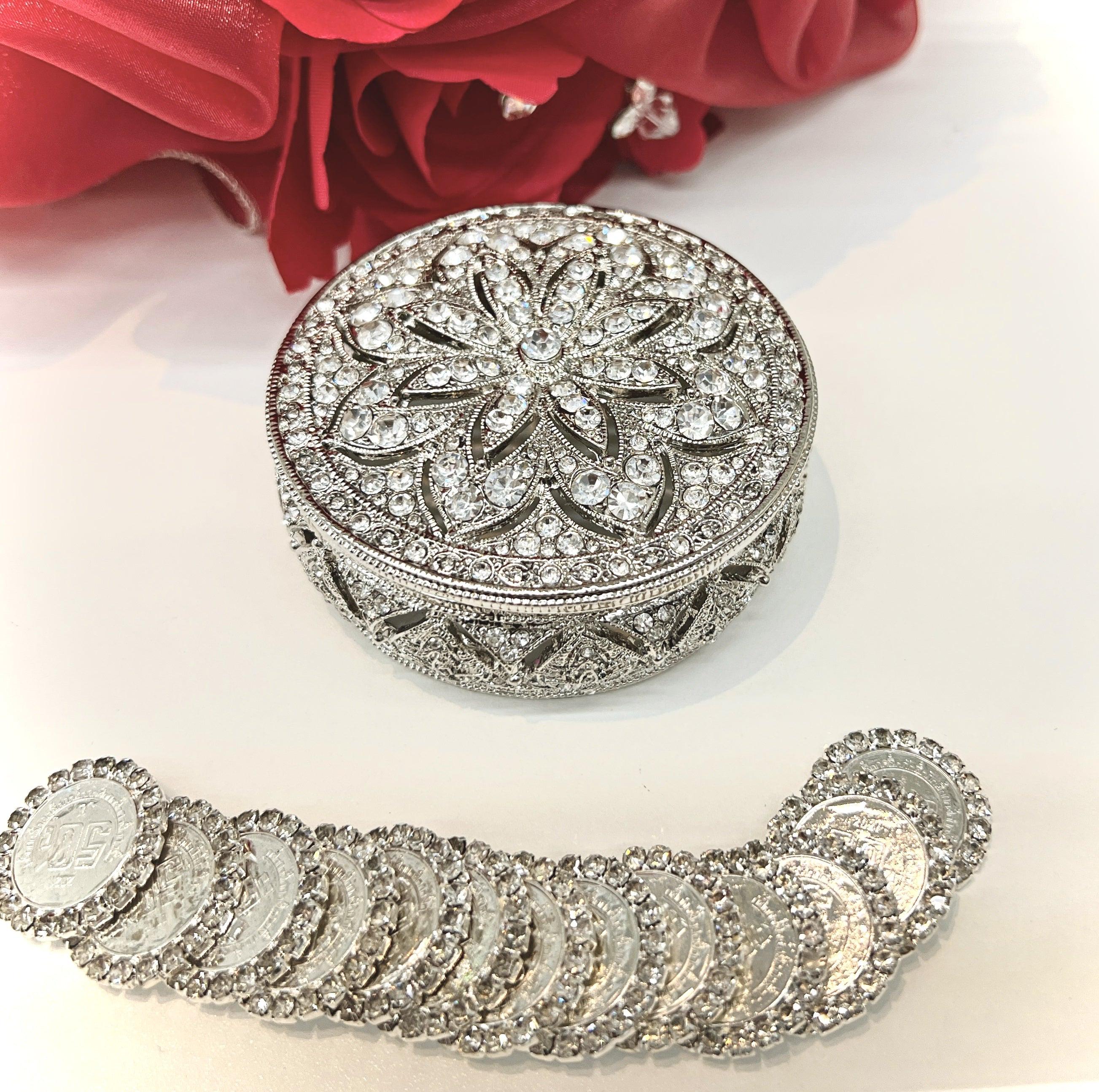Wedding Arras Box With Coins – Silver Plated With Rhinestones - Etsy