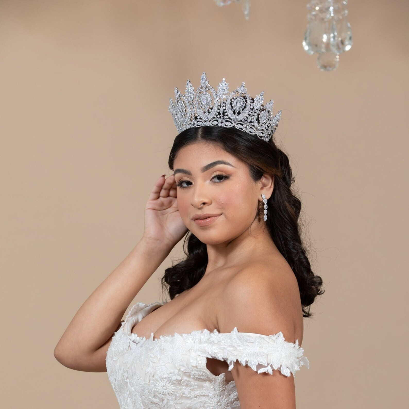 Tall Bridal Crown Quinceanera Tiara Shines Like Diamonds Etsy