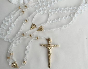 Lazo de Boda,  Wedding Lasso Beads with Cross, Catholic Ceremony Item with heart shaped beads