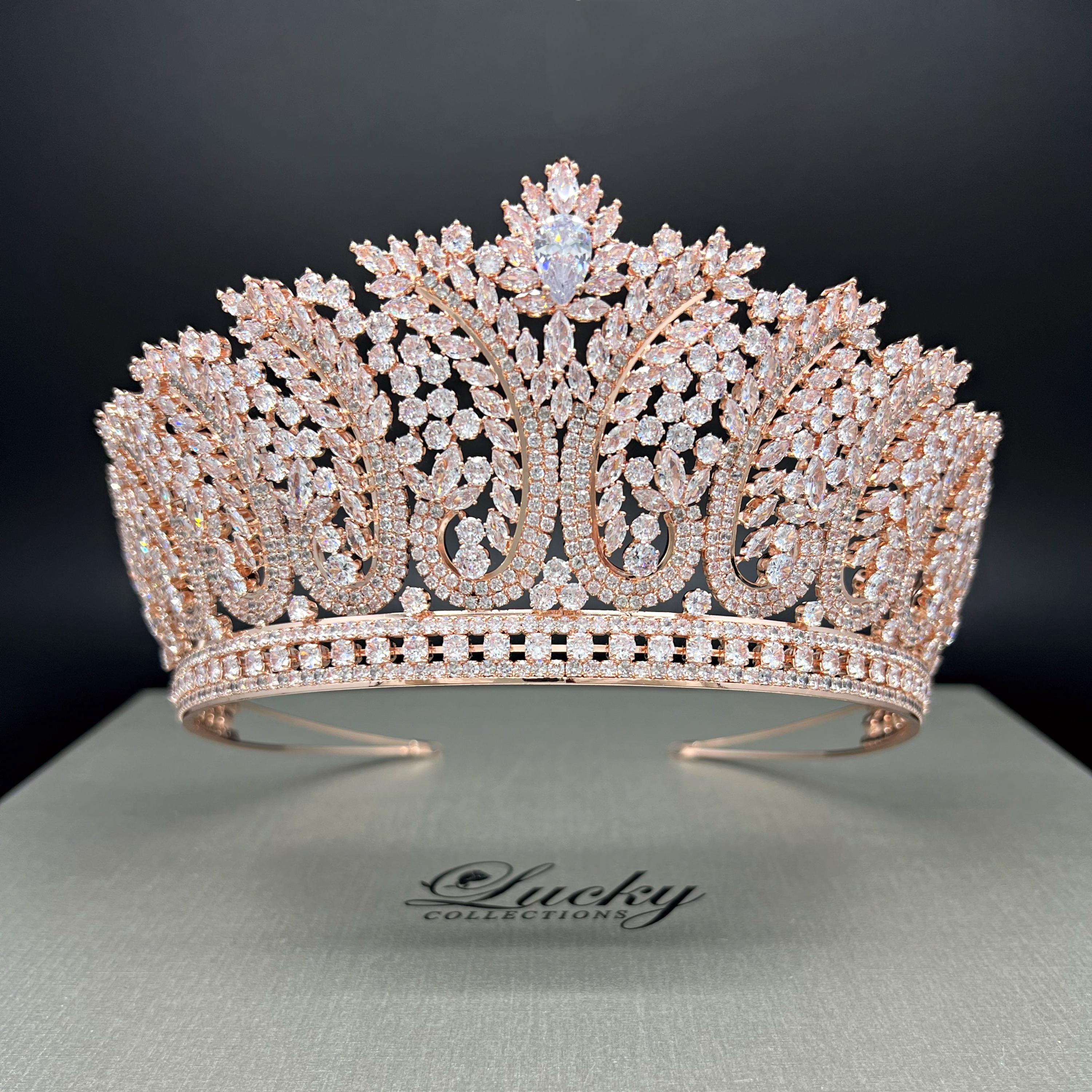 Tall Quinceanera Crown Tiara, Marquise Cubic Zirconia  display picture 3