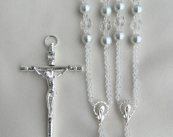 Lazo de boda, Wedding lasso, White Pearl and Crystal unity cord, Spanish wedding catholic cord