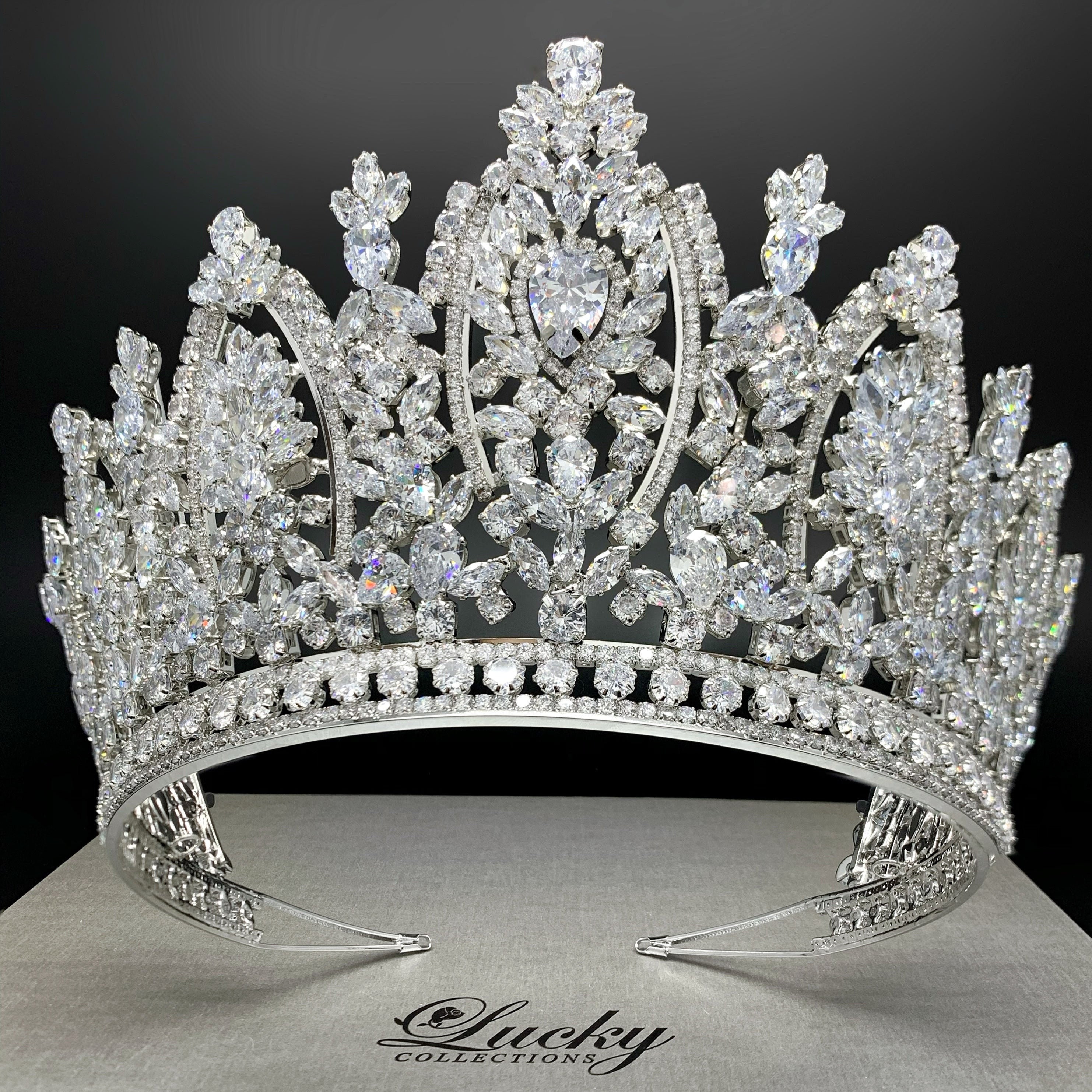 Royal TALL Quinceanera CROWN, Bridal Tiara,  Wedding Headpiece, Quince Crown, 15 Anos Corona, Swarovski Tiara, Prom Crown , Pageant Tiara