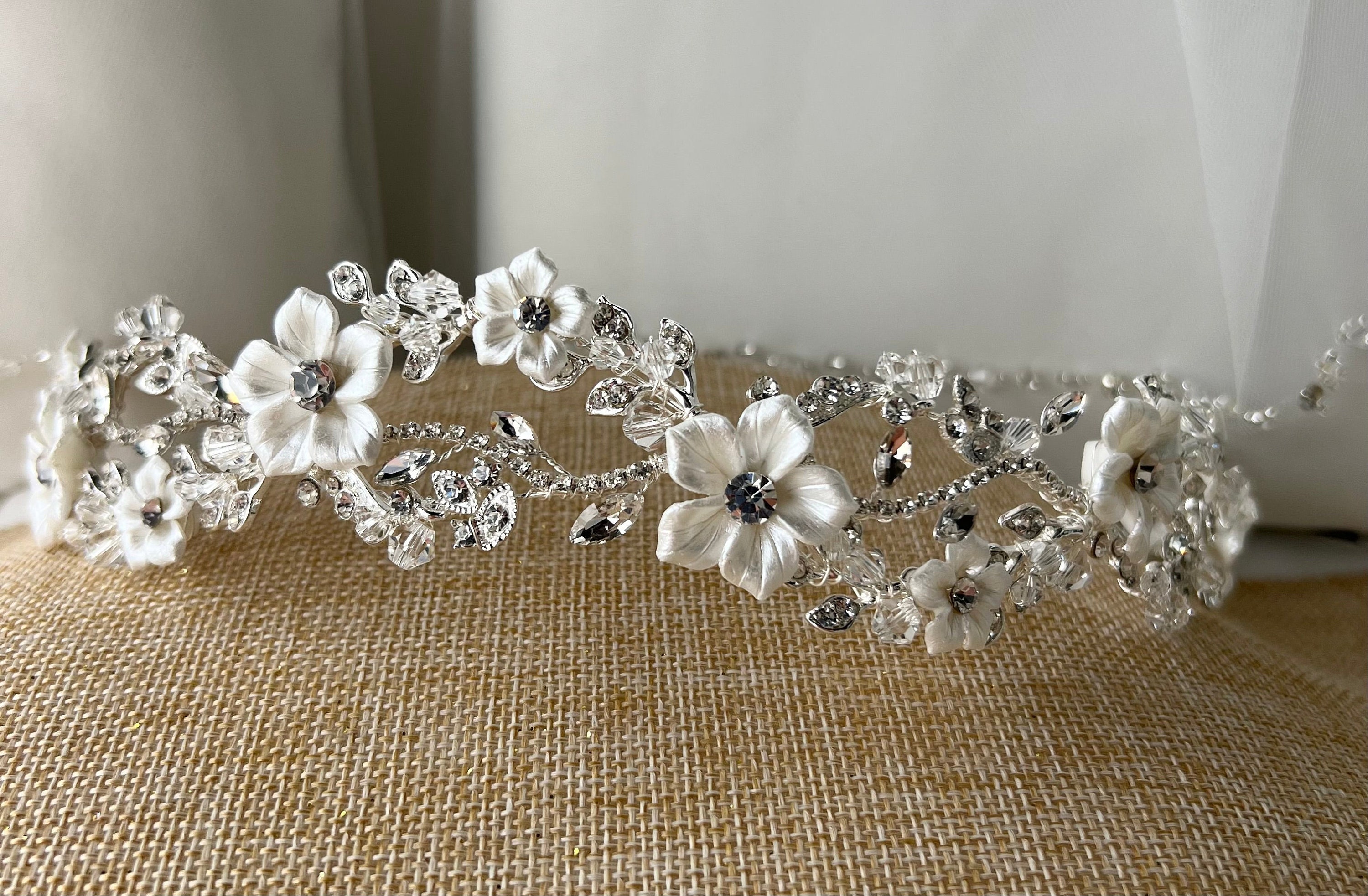 Ana Dainty headband - silver/opal & crystal mix Opal Headband - Etsy main image 3