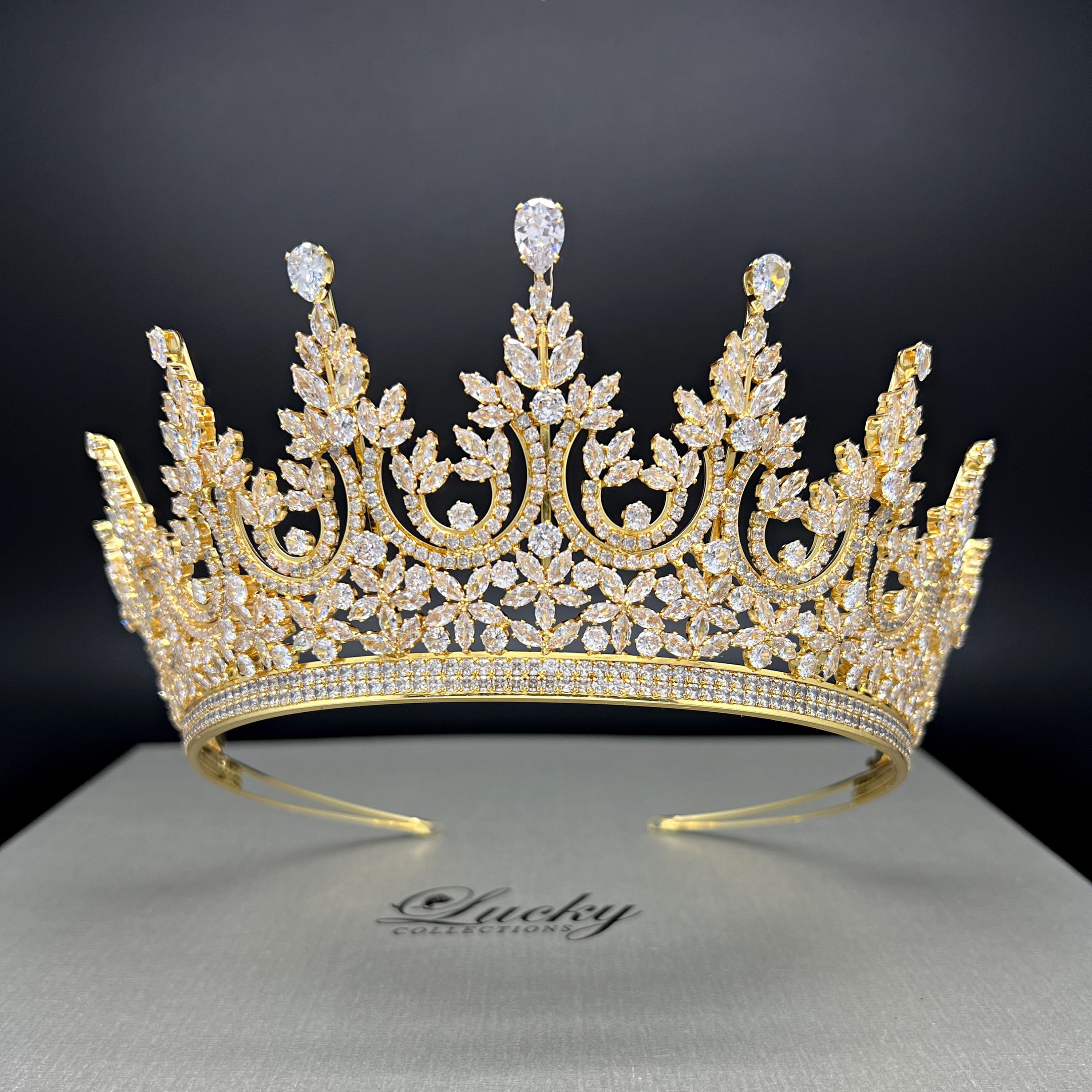 Tiara for Bride, Quinceanera Tiara With High Peaks, Crystal  display picture 3