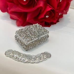 Wedding Arras, BEST SELLER!  FREE Coins Arras Box with Rhinestone Coins - Rectangle Crystal Wedding Coin Ritual, Fast Shipping