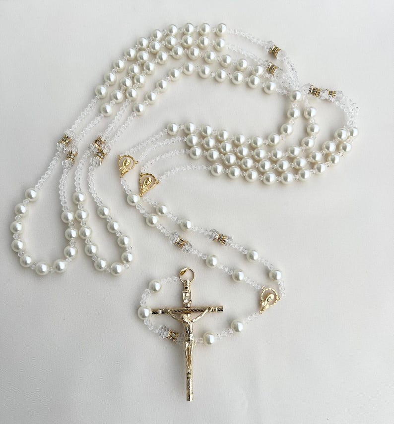 Wedding lasso, Pearl Lasso, Classic Timeless Ivory Pearl Crystal Wedding Lasso, Lazo para Boda en perlas, FAVORED BY BRIDES! Lazo de Boda Gold (Cross)