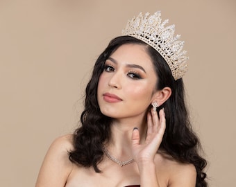 Tall Quinceanera Crown, Cubic Zirconia Bridal Tiara, Pageant Headpiece, BEST SELLER!!