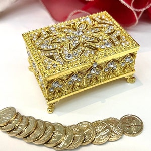 Wedding Arras Box and FREE COINS - Vintage Rectangle -Wedding Coin (Las Arras Matrimoniales), Fast Free Shipping, cajas platiadas para aras