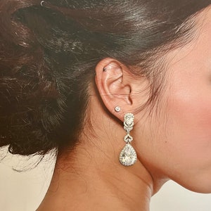 Bridal Earrings, Swarovski and Zirconia Quinceanera Tear Drop Earring