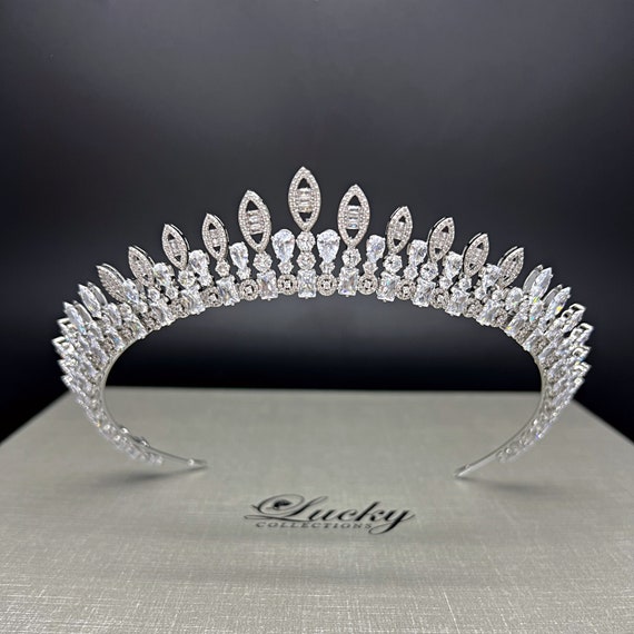 Bridal Halo Crown, Halo Tiara for Quinceanera, High and Low  display picture 3
