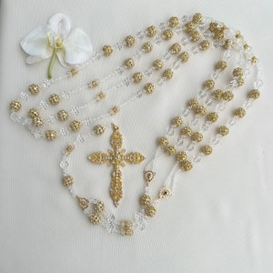 Wedding lasso, Lazo de boda, Lasso Rosary with Cross, Crystal and Rhinestone Balls, Unity Lazo for Wedding, Brilliant Shiny Beautiful
