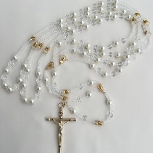 Wedding lasso, Ivory Pearl and Crystal Bead Lasso Rosary, Lazo de boda, Hispanic Wedding Unity Cord, Lazo para Boda en Perlas Ivory