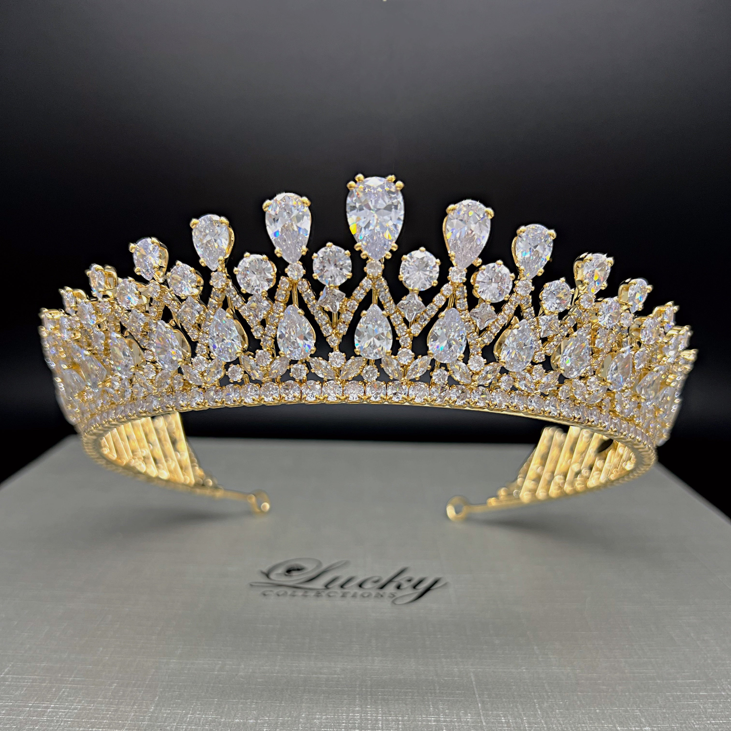 Quinceanera Tiara, Cubic Zirconia Bridal Crown, Wedding Headpiece