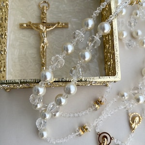 Wedding Lasso with Box, Ivory Pearl and Crystal Bead Lazo by Lucky Collections ™, CLASSIC BEAUTY