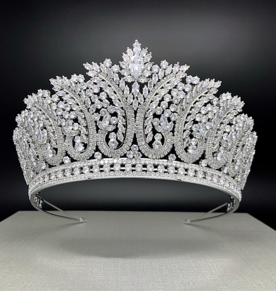 Tall Quinceanera Crown Tiara, Marquise Cubic Zirconia  display picture 1