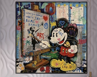 Minnie Mouse,100% Hand Painted, Graffiti Art, Pop Art Painting, Wall Decor Living Room, Office Wall Art, Original Painting