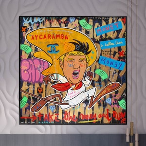 Cartoon Painting,Canvas Art,100% Hand Painted, Graffiti Art, Pop Art Painting, Wall Decor Living Room, Office Wall Art, Original Painting