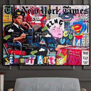 Rock Star Canvas Art,100% Hand Painted, Original Painting, Graffiti Art, Pop Art Painting, Wall Decor Living Room, Office Wall Art